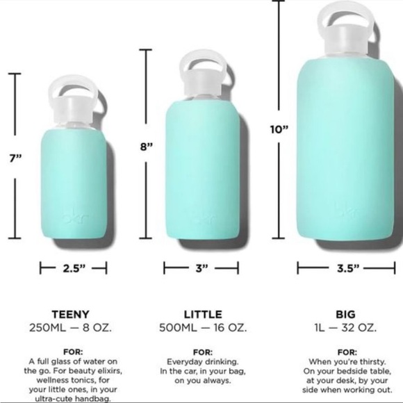 bkr Gramercy 16 OZ Turquoise Glass & Silicone Sleeve Water Bottle - Picture 6 of 9